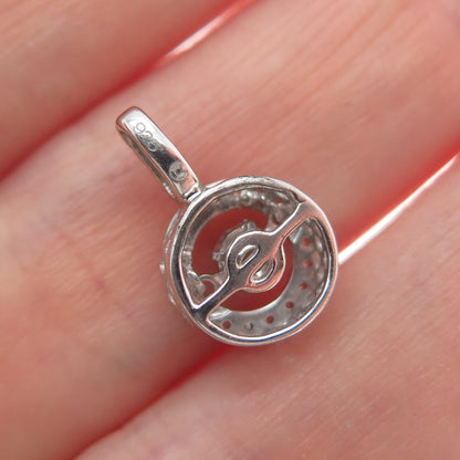 925 Sterling Silver Round-Cut Shaped C Z Sparkle Minimalist Pendant