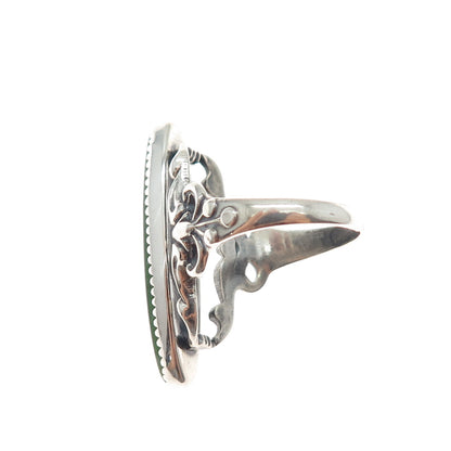 925 Sterling Silver Antique Art Deco Real Serpentine Ornate Ring Size 7
