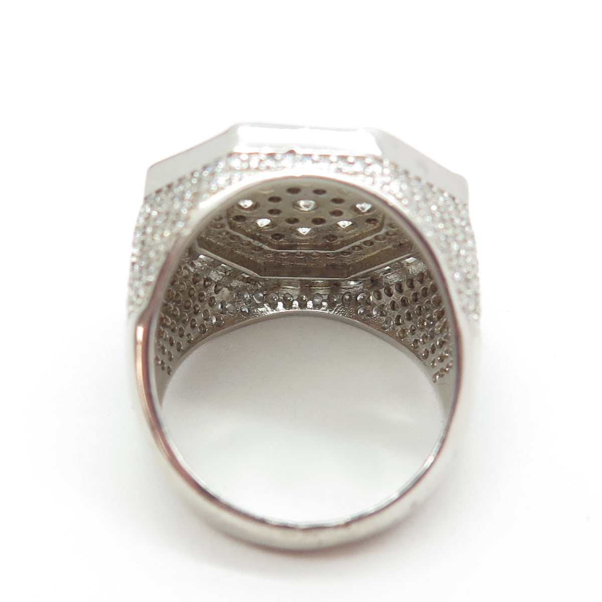 925 Sterling Silver Pave Multi-C Z Domed Ring Size 9.25