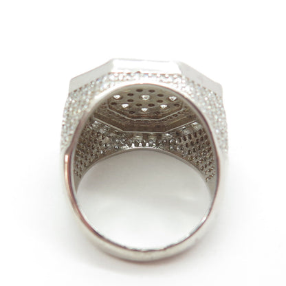 925 Sterling Silver Pave Multi-C Z Domed Ring Size 9.25