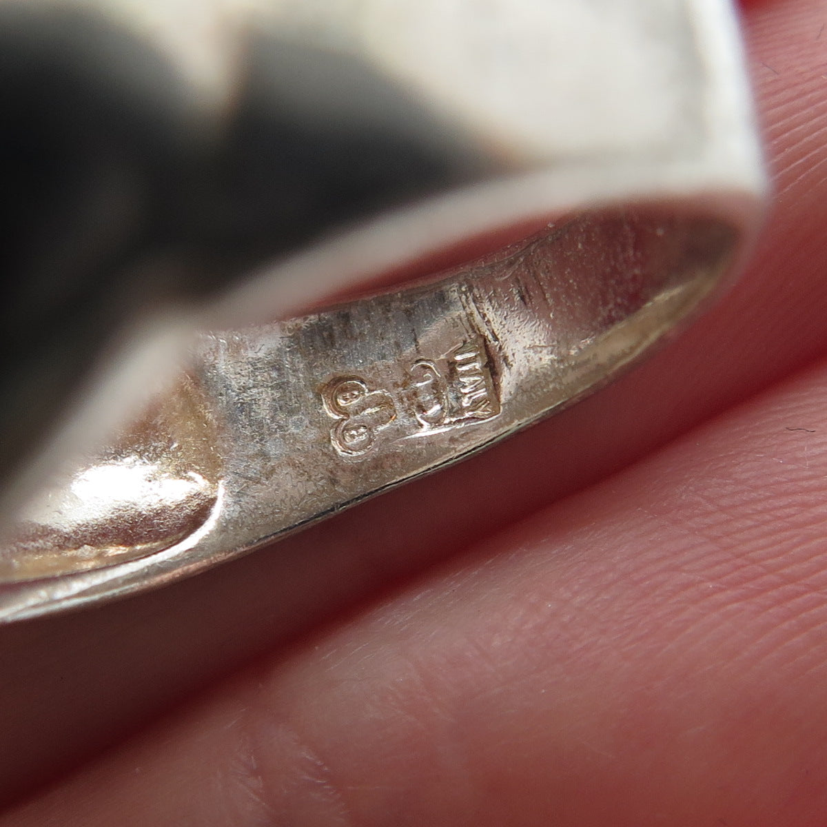925 Sterling Silver Vintage Italy Modernist Ribbed Oxidized Ring Size 6.75