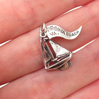 Pacific Jewelry Sterling Silver Vintage Sailboat Virginia Beach Charm Pendant
