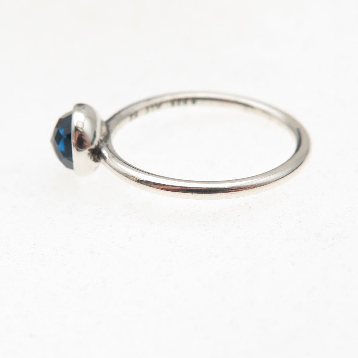 Pandora 925 Sterling Silver Blue Crystal September Birthstone Ring Size 6.25
