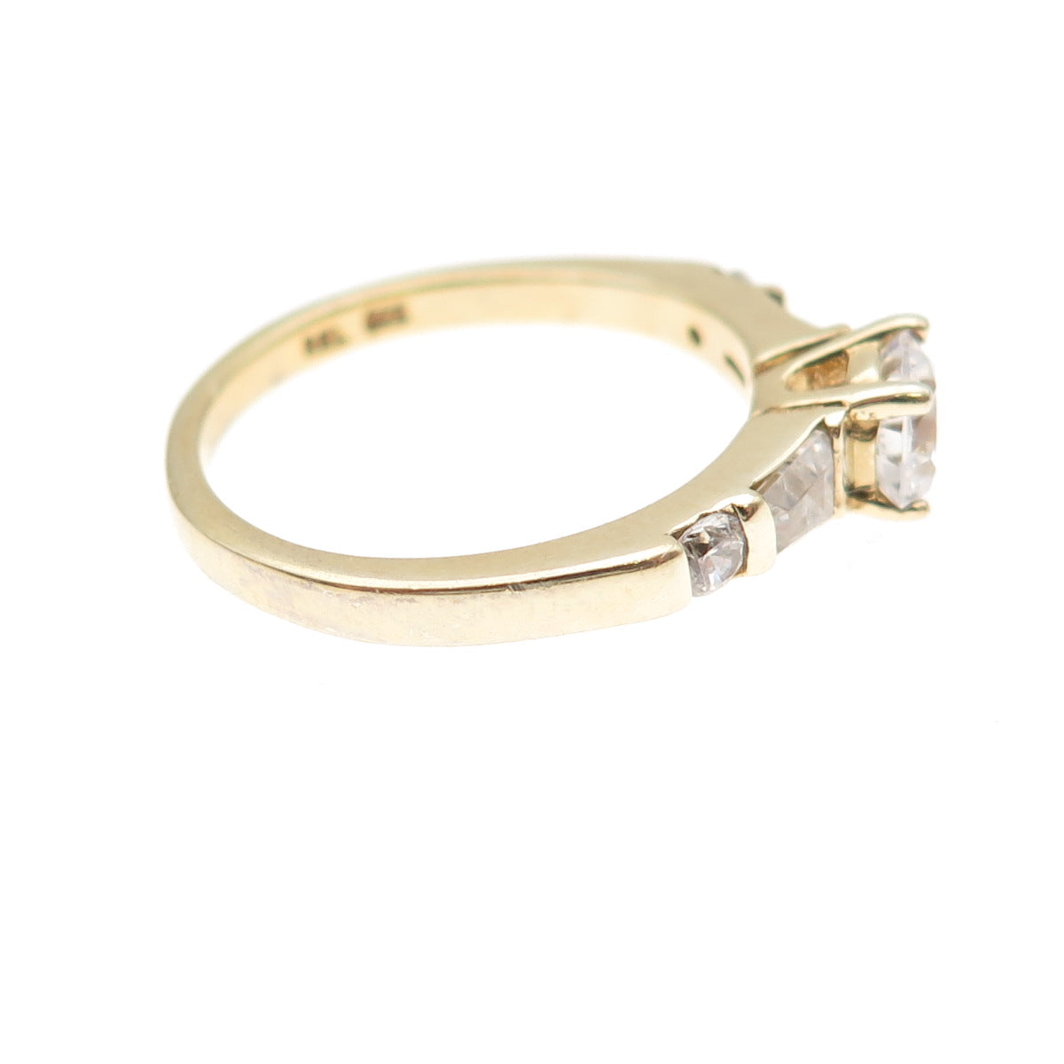 925 Sterling Gold Plated Round & Tapered Baguette-Cut C Z Engagement Ring Size 6