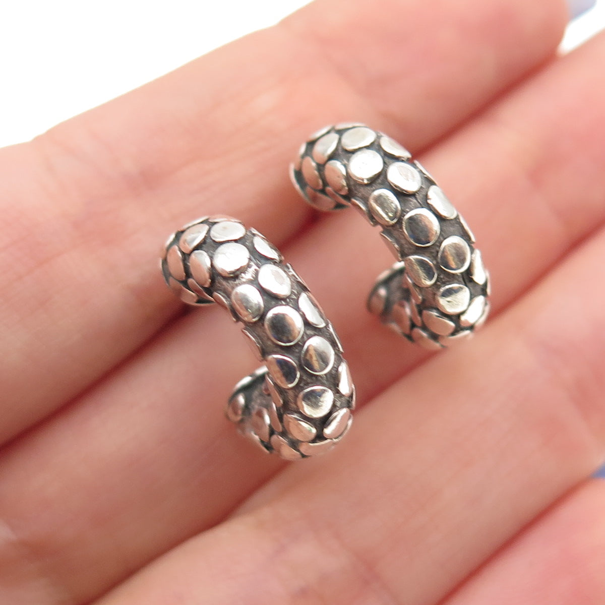 JOHN HARDY 925 Sterling Silver Vintage Dotted Hoop Earrings