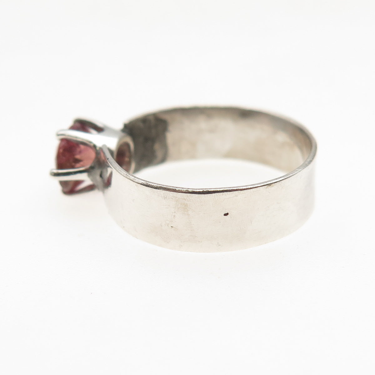 925 Sterling Silver Vintage Real Oval-Cut Tourmaline Oxidized Ring Size 6.75