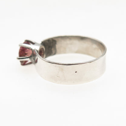 925 Sterling Silver Vintage Real Oval-Cut Tourmaline Oxidized Ring Size 6.75
