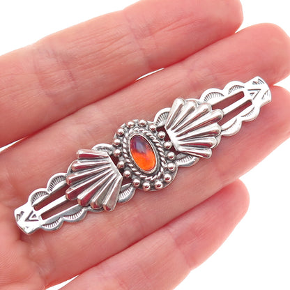 Old Pawn 925 Sterling Silver Vintage Southwestern Dragon Breath Opal Pin Brooch