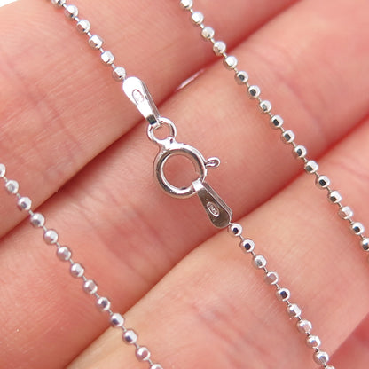 925 Sterling Silver Heart-Cut C Z Ball Beaded Chain Necklace 18"