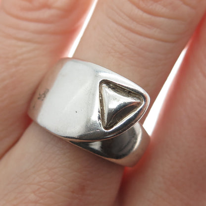 925 Sterling Silver Vintage Modernist Overlap Oxidized Ring Size 7