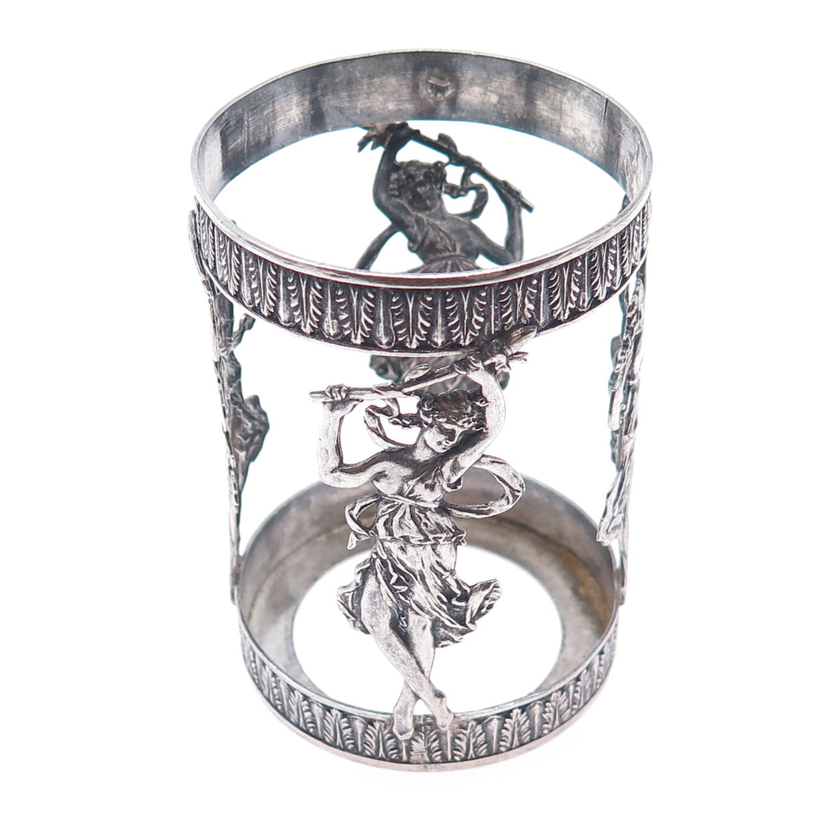 800 Silver Antique Victorian European Muses Oxidized Shot Glass Holder