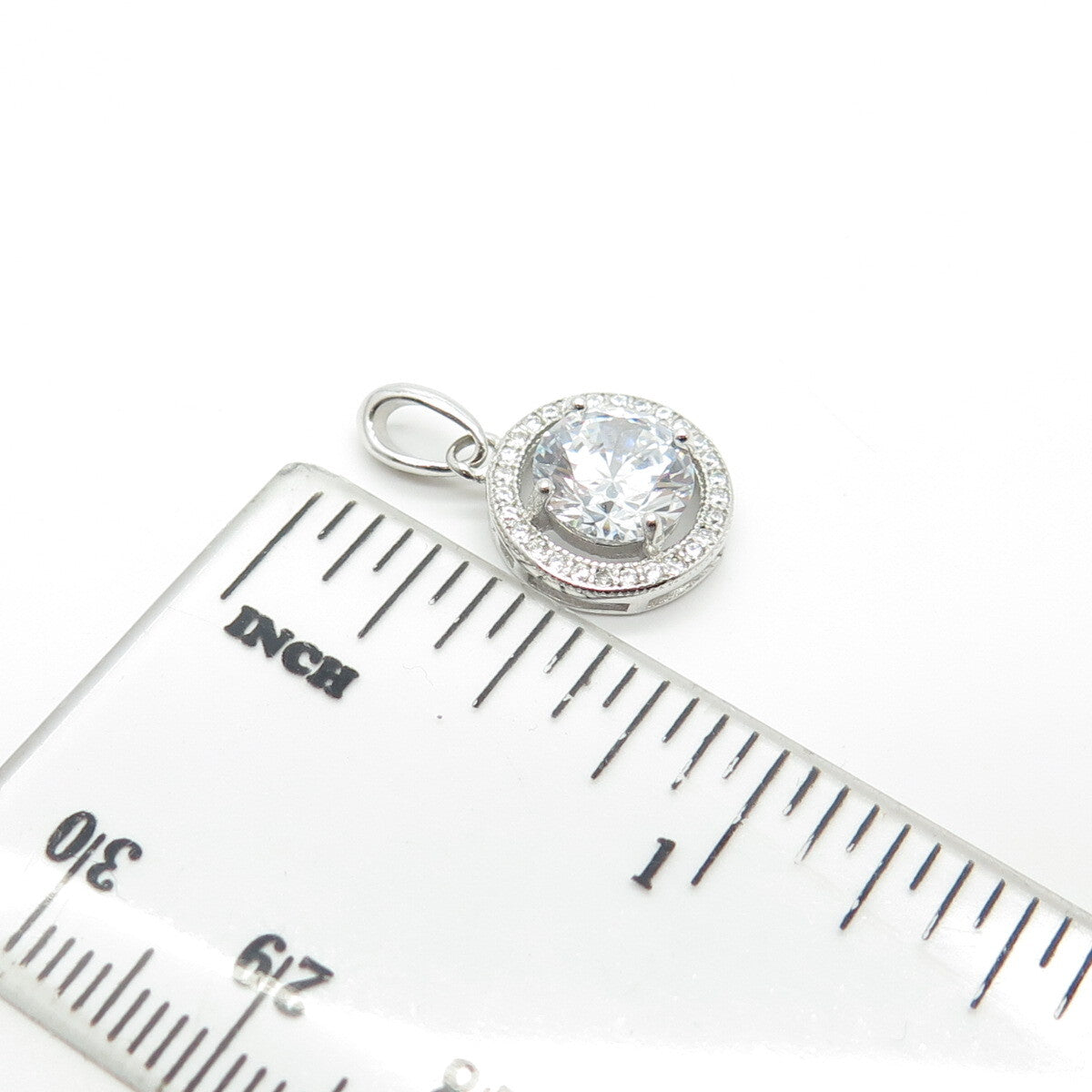925 Sterling Silver Round-Cut C Z Pendant