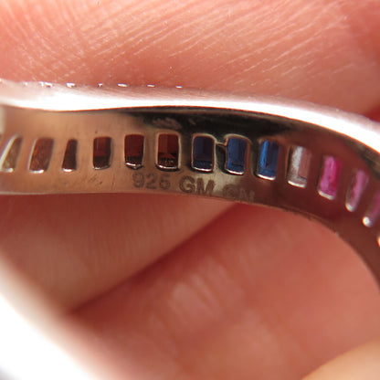 925 Sterling Silver Multi-Color C Z Wavy Ring Size 7.5