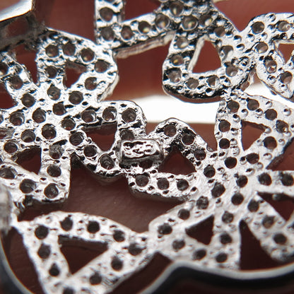 925 Sterling Silver Round-Cut C Z Flower Charm Pendant
