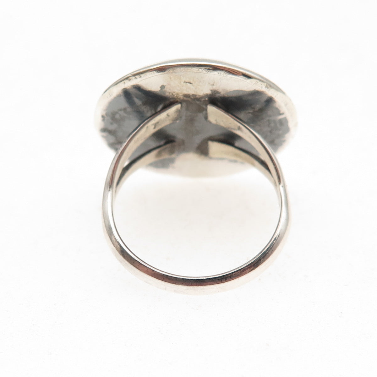 Old Pawn Sterling Silver Vintage Southwestern Turquoise Shadow Box Ring Size 5