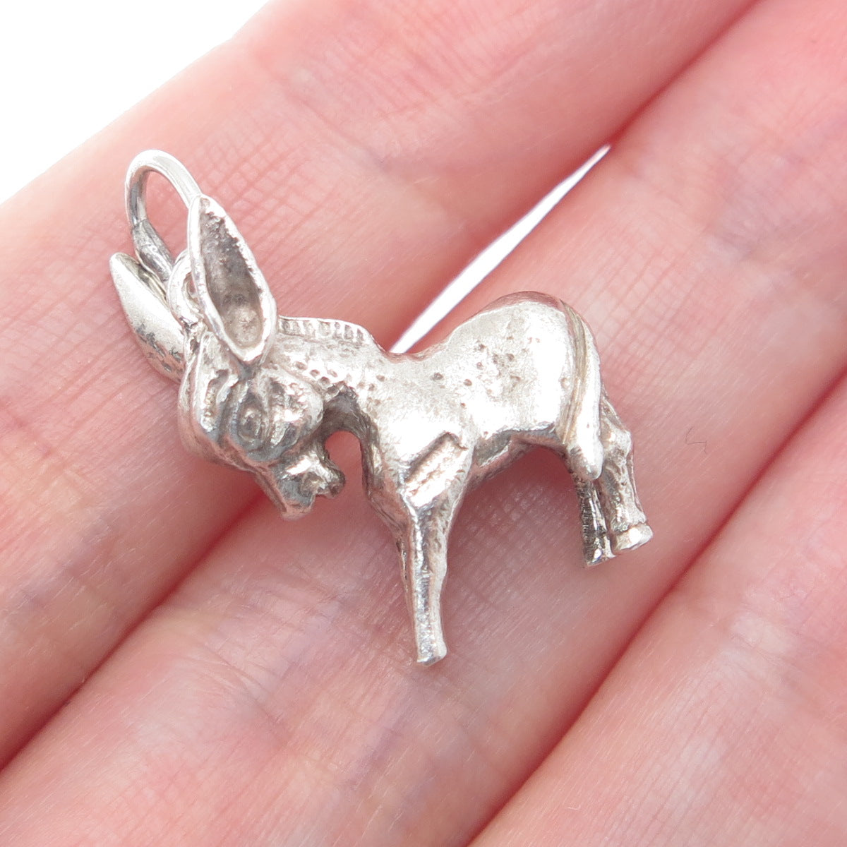 925 Sterling Silver Vintage Donkey Minimalist 3D Charm Pendant