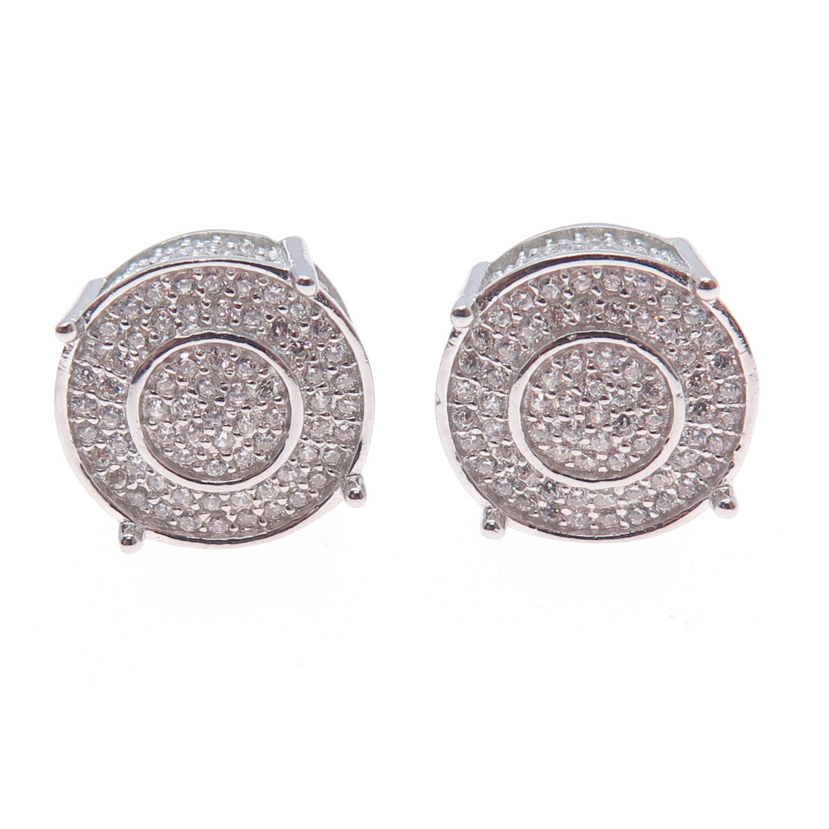 925 Sterling Silver Round-Cut C Z Sparkle Stud Earrings