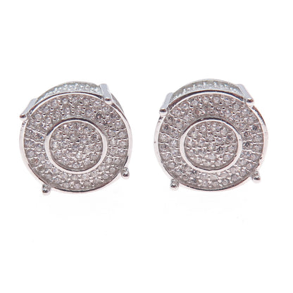 925 Sterling Silver Round-Cut C Z Sparkle Stud Earrings