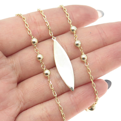 925 Sterling Silver Gold Plated Ball By The Yard Lariat Chain Necklace 20-22"