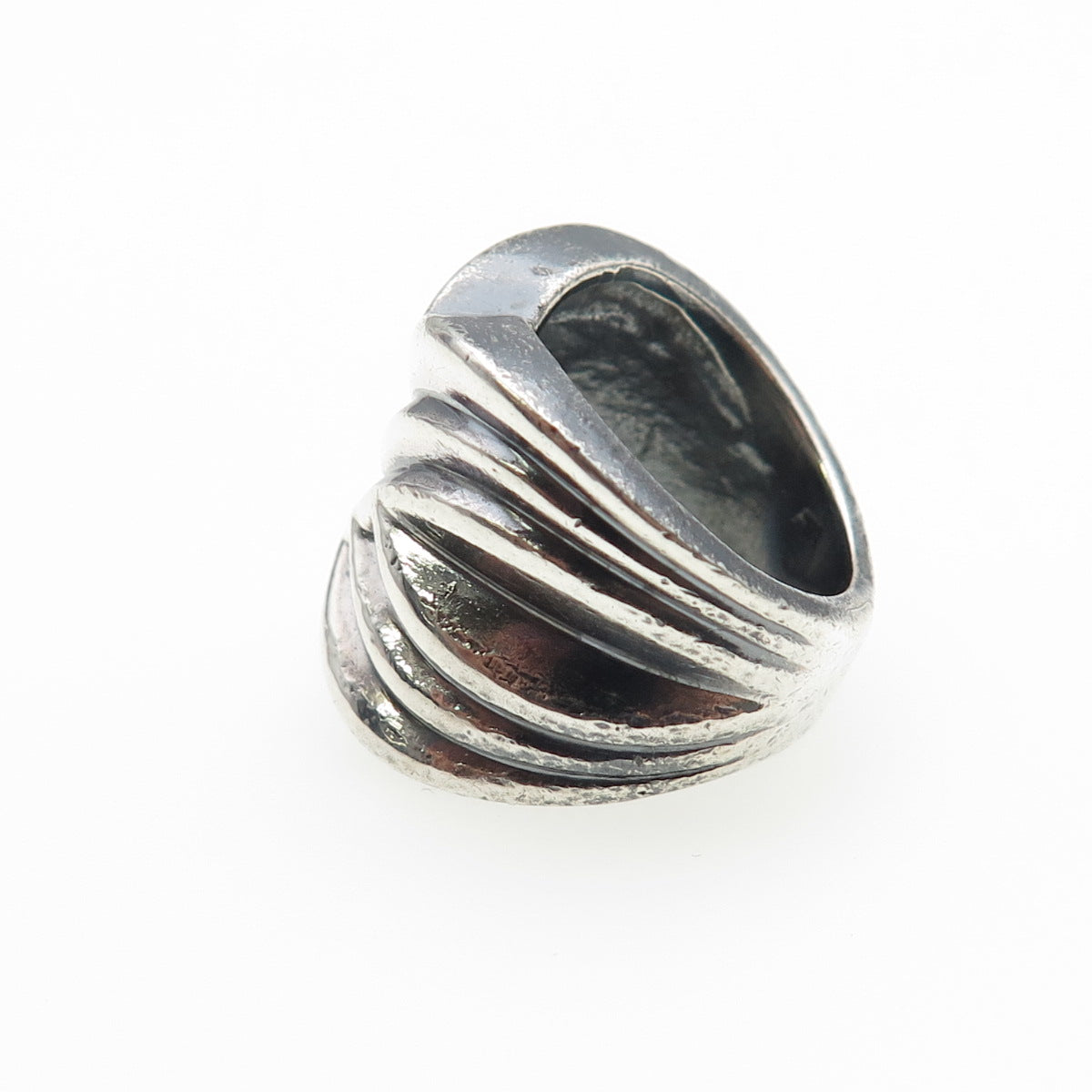 CHAPAL ZENRAY 925 Sterling Vintage Modernist Crisscross Oxidized Ring Size 4.5