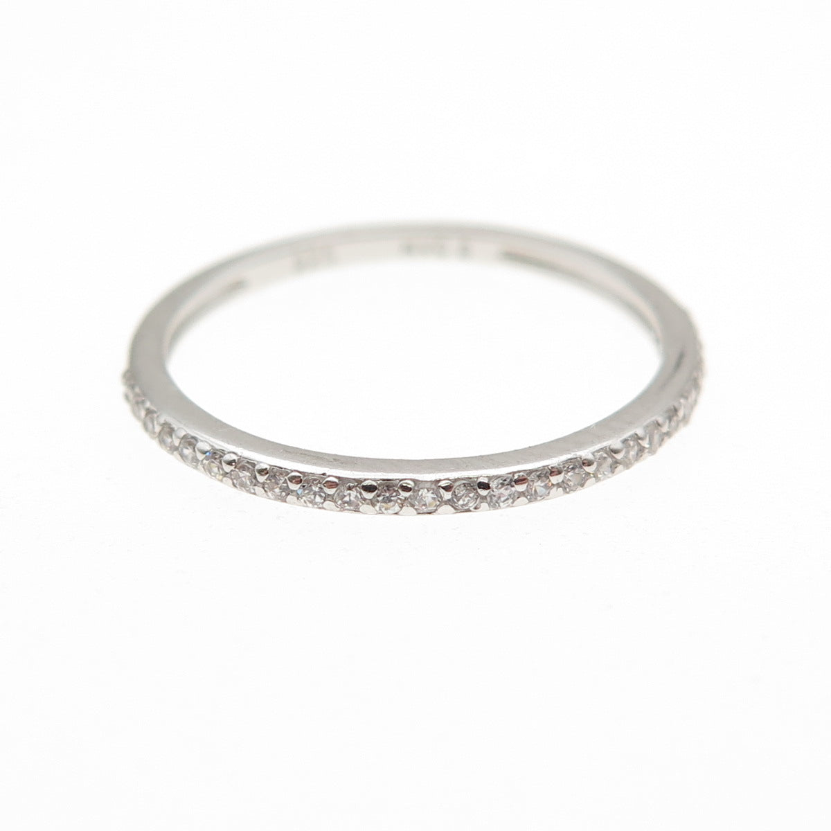 925 Sterling Silver Round-Cut C Z Half Eternity Stackable Band Ring Size 6