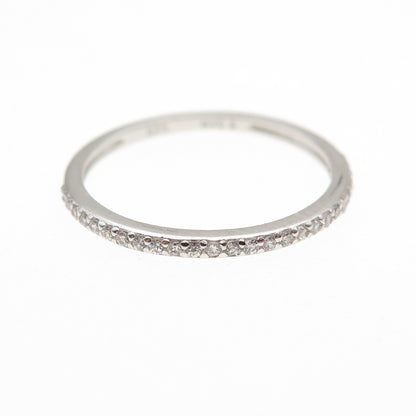 925 Sterling Silver Round-Cut C Z Half Eternity Stackable Band Ring Size 6