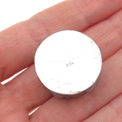 925 Sterling Silver Vintage Enamel Floral Snuff / Pill Box