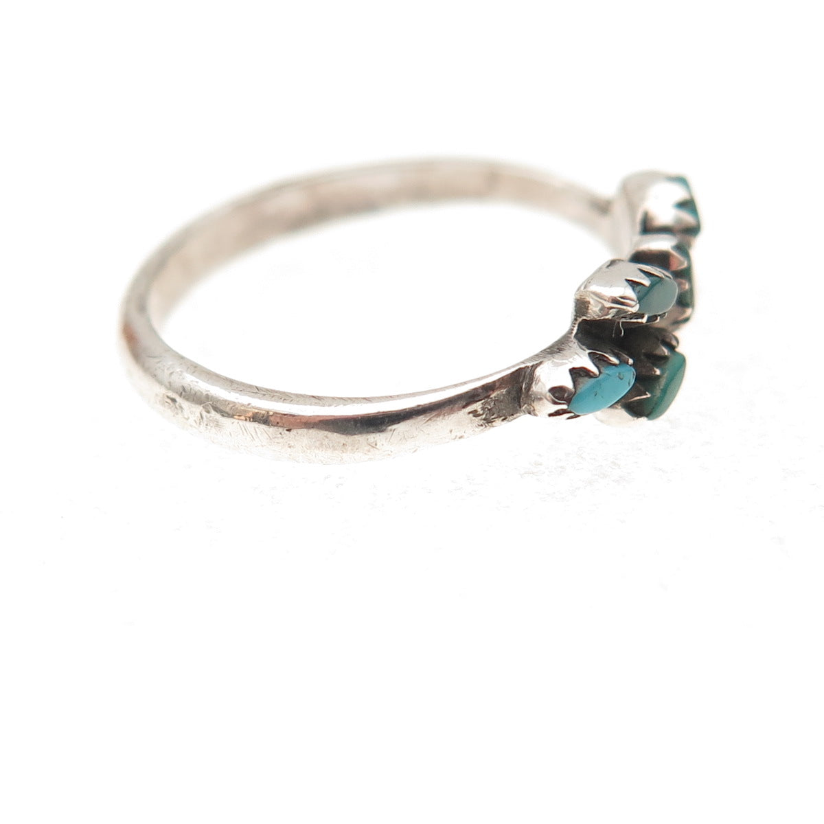 Old Pawn Sterling Silver Vintage Southwestern Turquoise Tribal Ring Size 4.75