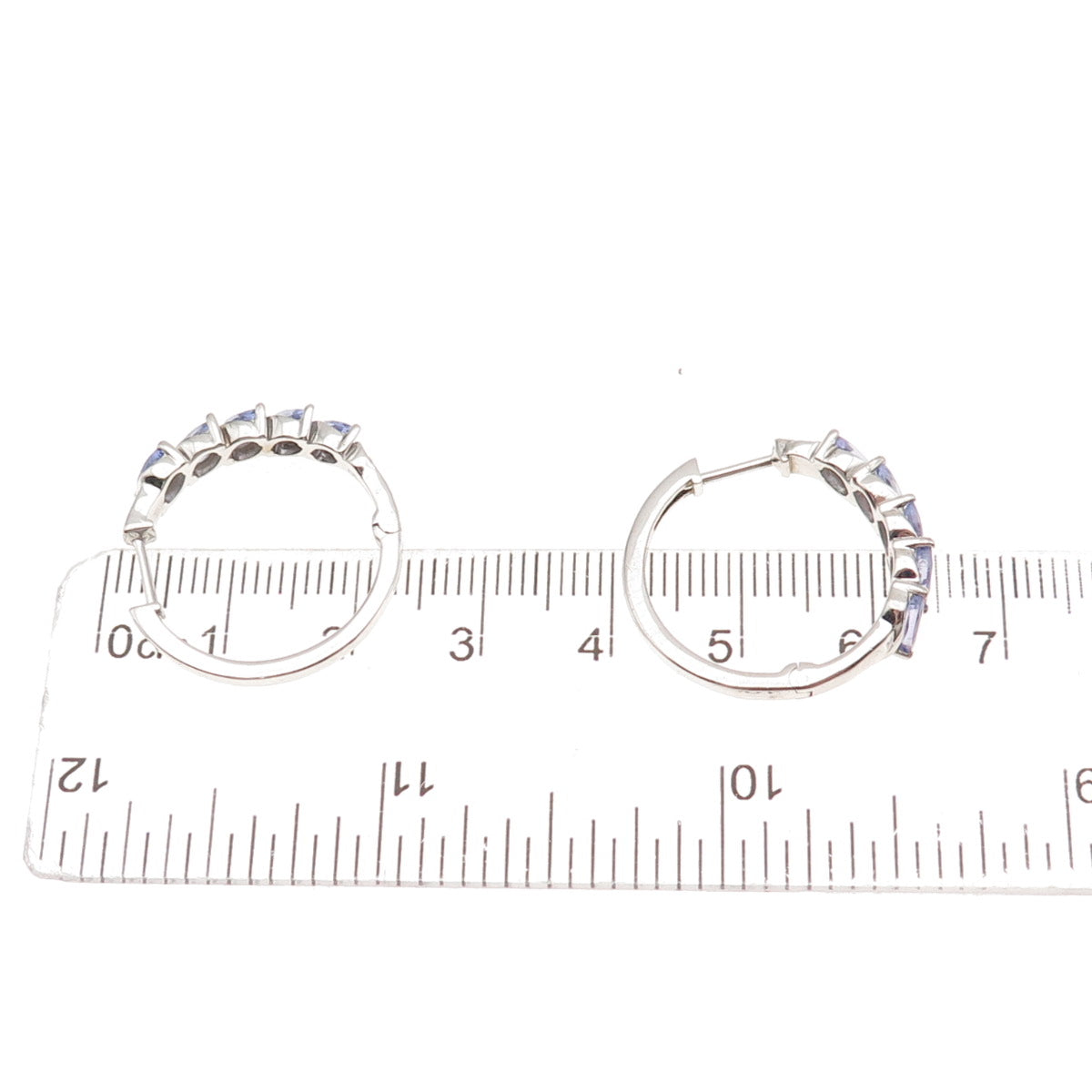 D'Joy 925 Sterling Silver Real Marquise-Cut Tanzanite Hoop Earrings