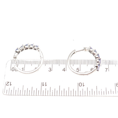 D'Joy 925 Sterling Silver Real Marquise-Cut Tanzanite Hoop Earrings