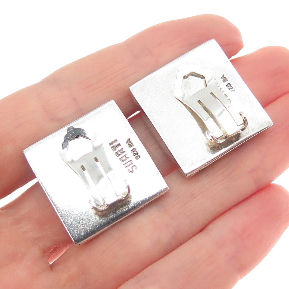 SUARTI BALI 925 Sterling Silver Vintage Woven Oxidized Clip On Earrings