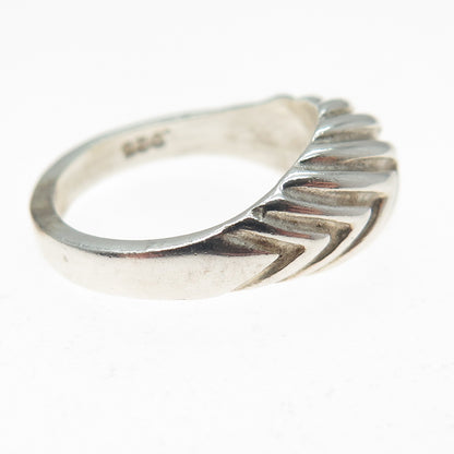 925 Sterling Silver Vintage Modernist Arrow Dome Ring Size 6