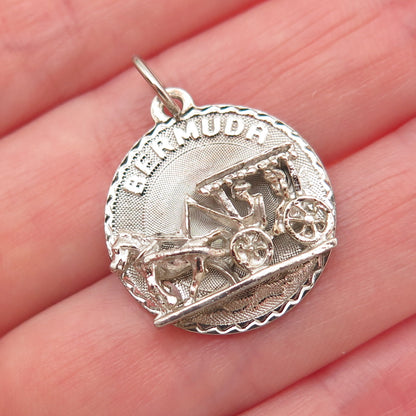 CREA 925 Sterling Silver Vintage Bermuda Carriage Mini Charm Pendant