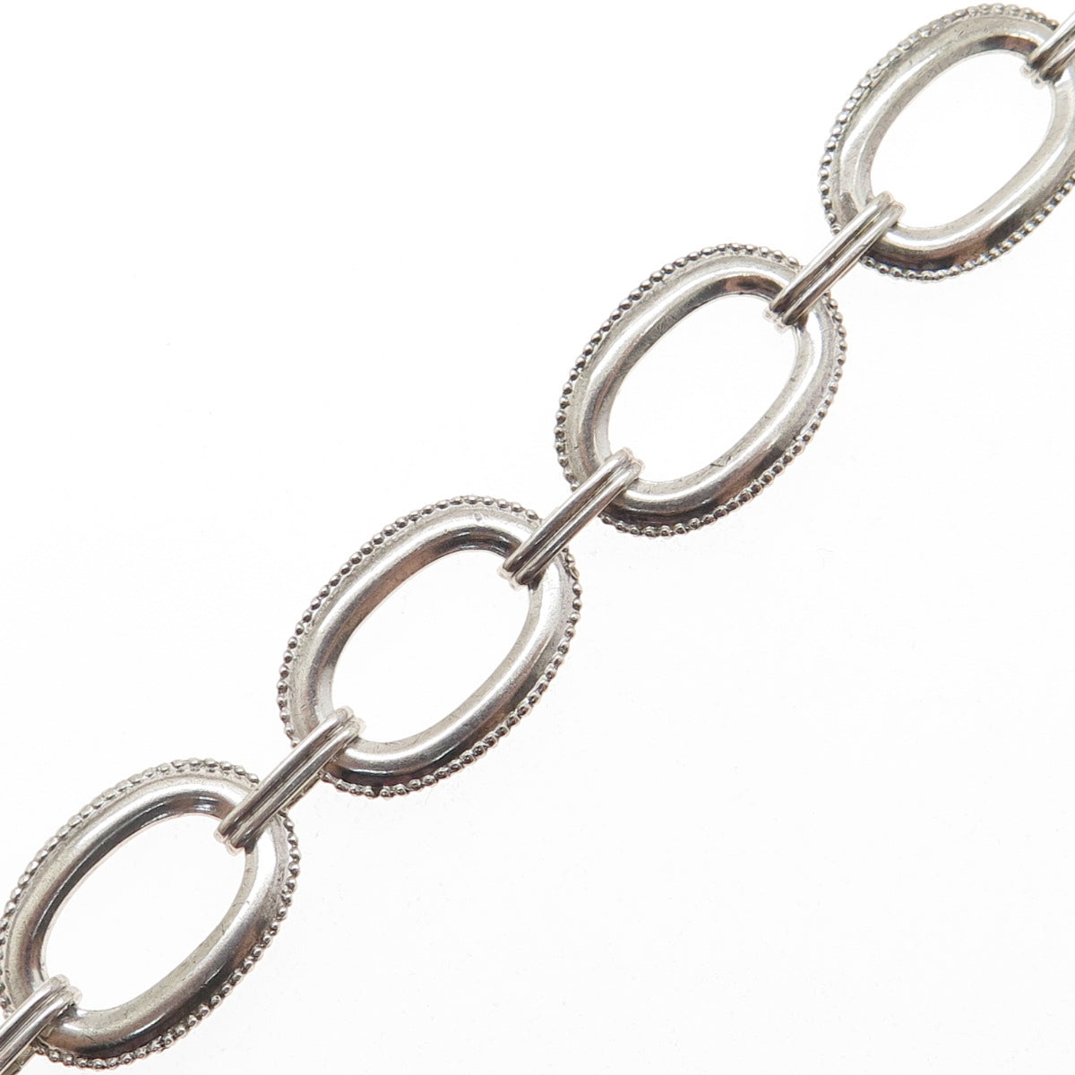 W. E. RICHARDS 925 Sterling Silver Antique Art Deco Oval Link Bracelet 6.25"