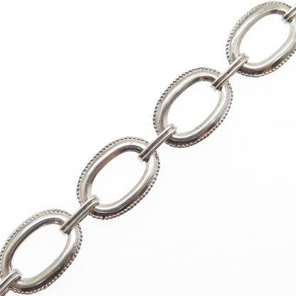 W. E. RICHARDS 925 Sterling Silver Antique Art Deco Oval Link Bracelet 6.25"