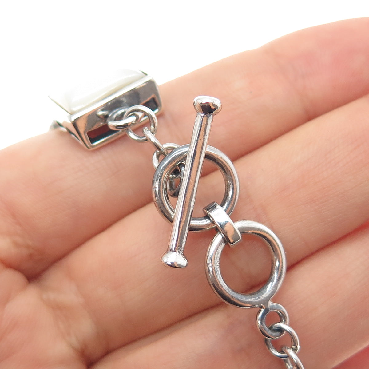 WHITNEY KELLY Sterling Silver Vintage Agate Turquoise Lapis MOP Bracelet 7-7.25"