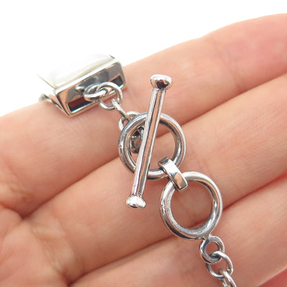 WHITNEY KELLY Sterling Silver Vintage Agate Turquoise Lapis MOP Bracelet 7-7.25"