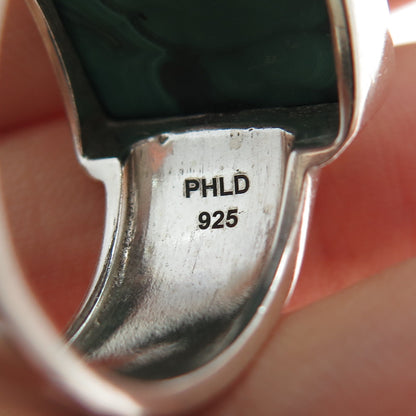 PHLD PlayHardLookDope 925 Sterling Silver Real Malachite Ring Size 10.75