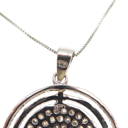 925 Sterling Silver Round-Cut C Z Disc Box Chain Necklace 18"