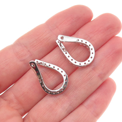 925 Sterling Silver Round-Cut C Z Twisted Teardrop Earrings