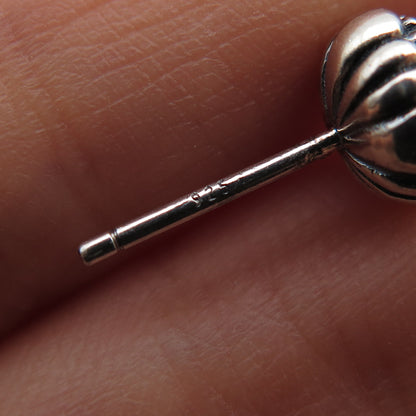 925 Sterling Silver Blue Glass Oxidized Stud Earrings