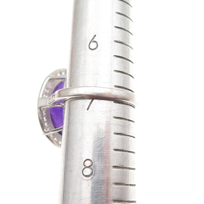 SAM 925 Sterling Silver Real Amethyst & White Topaz Ring Size 7