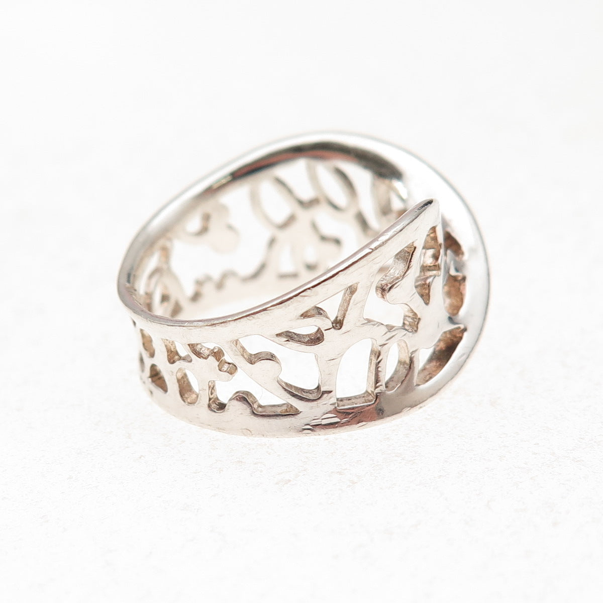 Kit Heath 925 Sterling Silver Vintage Modernist Twisted Oxidized Ring Size 6.25