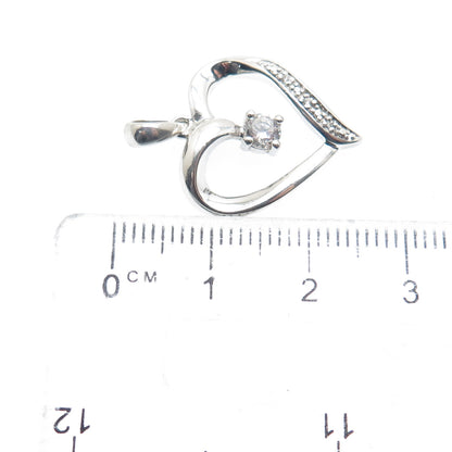 SAI 925 Sterling Silver Round-Cut C Z Heart Minimalist Charm Pendant