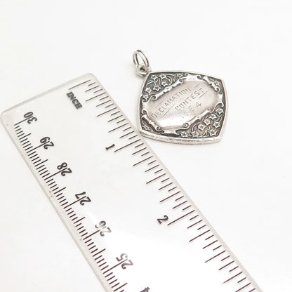 925 Sterling Silver Vintage Wendell & Co. "Declamation Contest 1924" Pendant