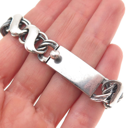 925 Sterling Silver Vintage Mexico Infinity Link Oxidized Bracelet 6.5"