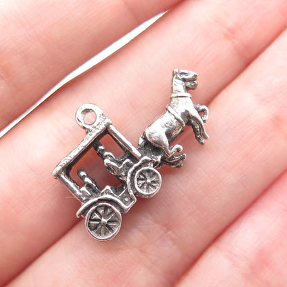 MAISELS INDIAN TRADING 925 Sterling Silver Vintage Carriage 3D Charm Pendant