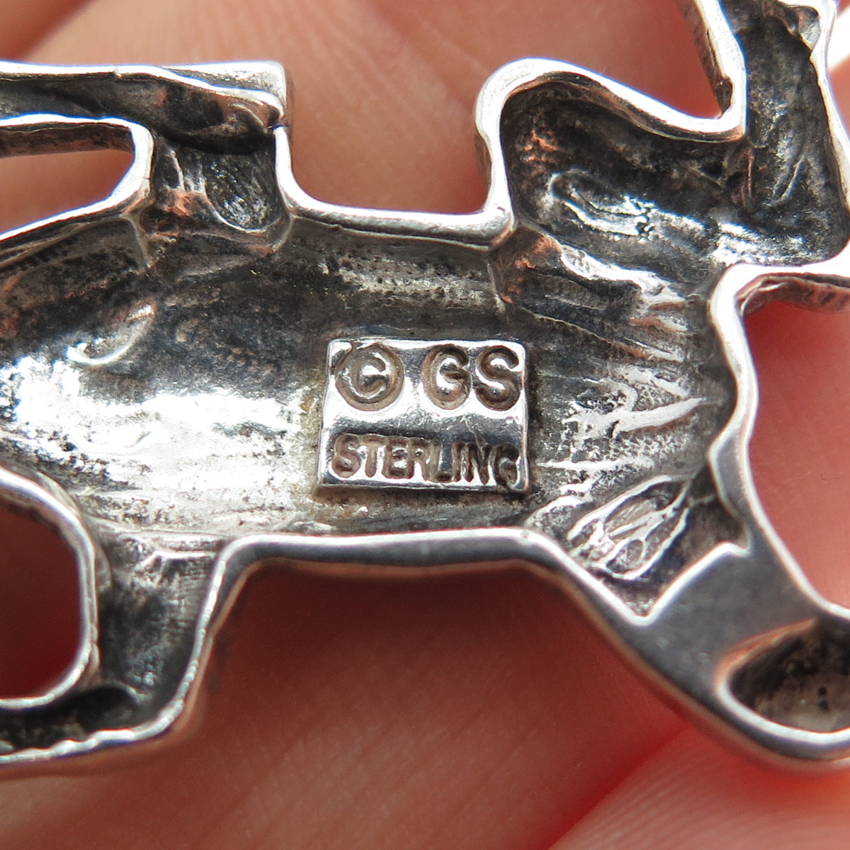 Glenn Sandoval Navajo Old Pawn 925 Sterling Silver Vintage Frog Oxidized Pendant