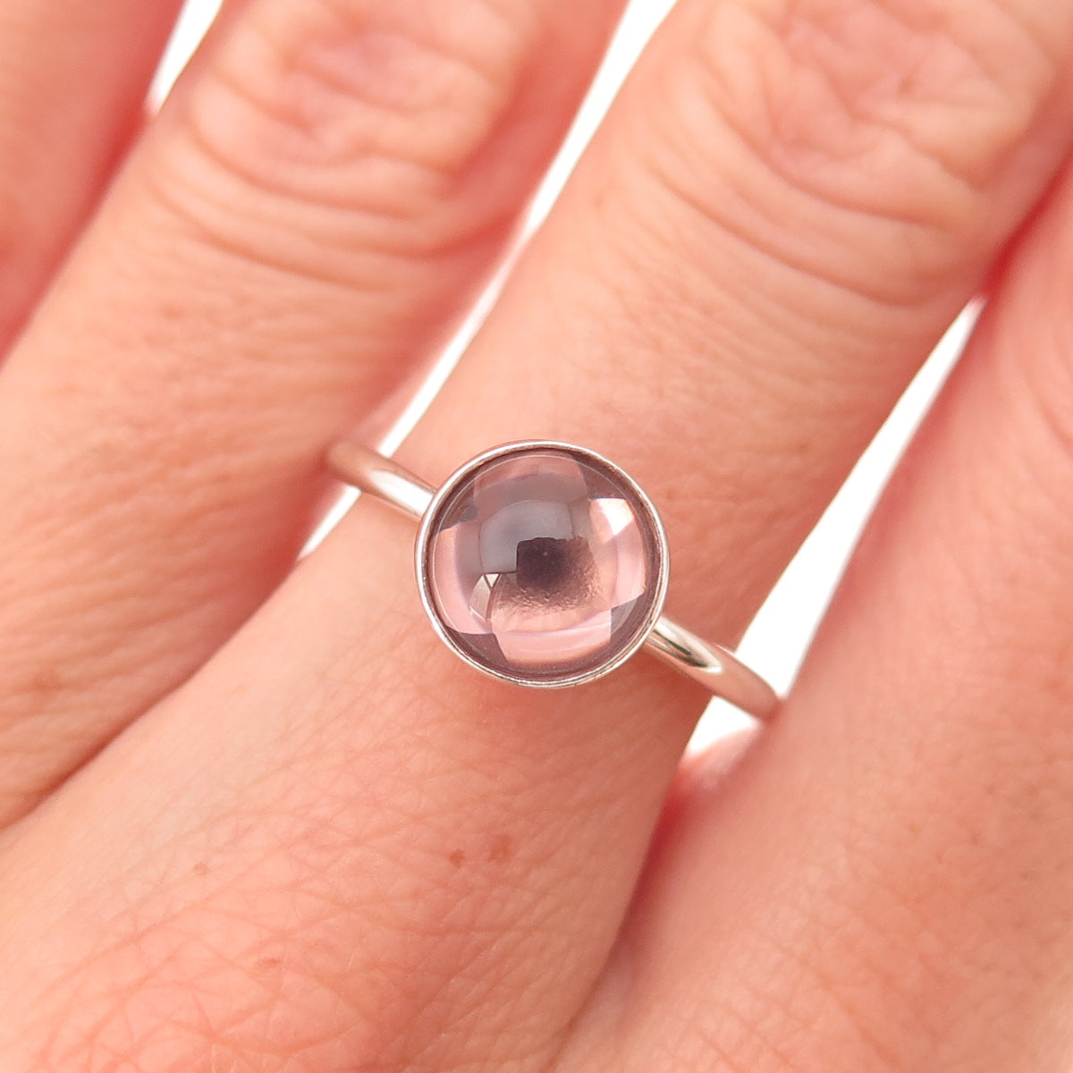 Pandora 925 Sterling Silver Rose Crystal Poetic Droplet Ring Size 6.75