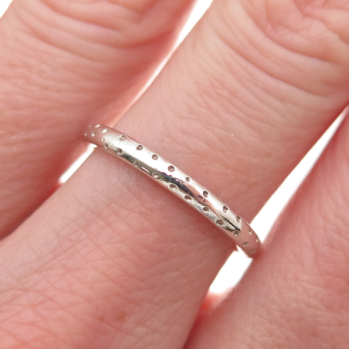 Estelle 925 Sterling Silver Vintage Dotted Stackable Band Ring Size 7